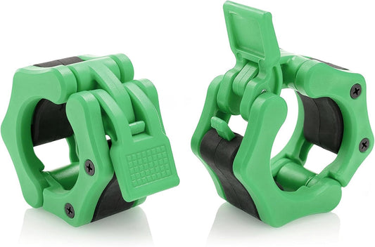2” Olympic Barbell Clamps - Solid ABS Locking Barbell Collars with Quick Release - for Professional Training Strong Lifts and Olympic Training- Set of 2 (Green)