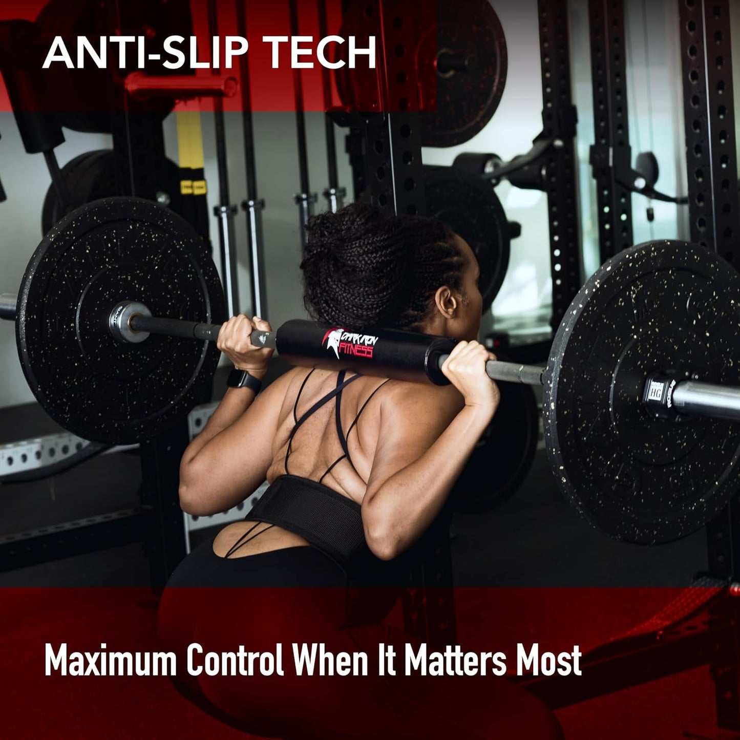 Barbell Pad W/Extra Thick Foam Padding, Non-Slip Hook and Loop Closure for Olympic Bars Weight Training Shoulder & Neck Protection Support, for Squats Hip Thrusts Lunges