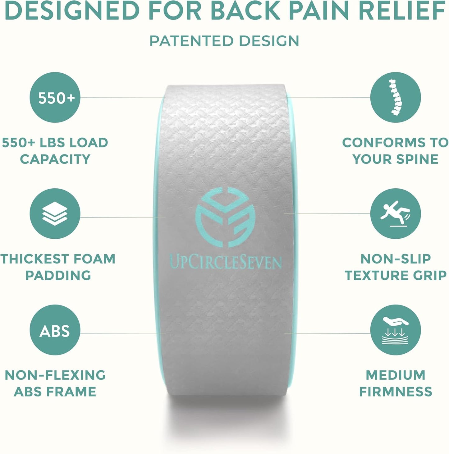 Back Roller & Yoga Wheel - Relieve Lower & Upper Back Pain & Stiffness - Therapeutically Stretch, Mobilize & Decompress Your Spine - Increase Mobility, Flexibility & Alignment